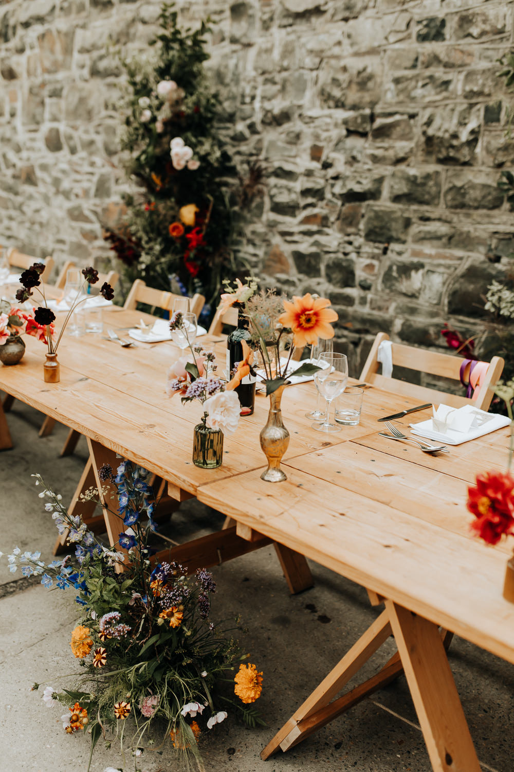 Floral Bottle Flowers Centrepiece Decor Plas Dinam Wedding Wyldbee Photography