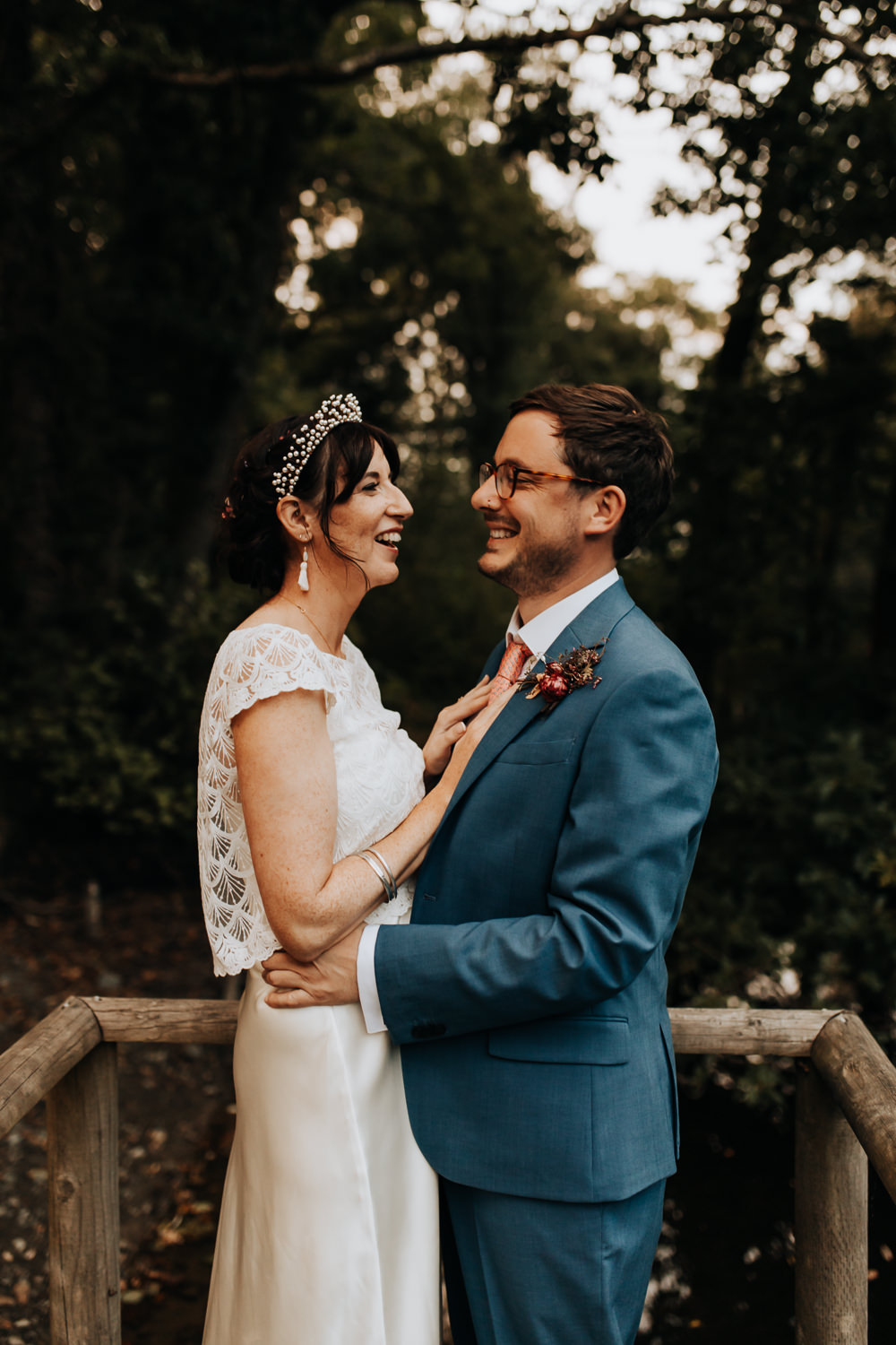 Groom Blue Suit Orange Tie Plas Dinam Wedding Wyldbee Photography