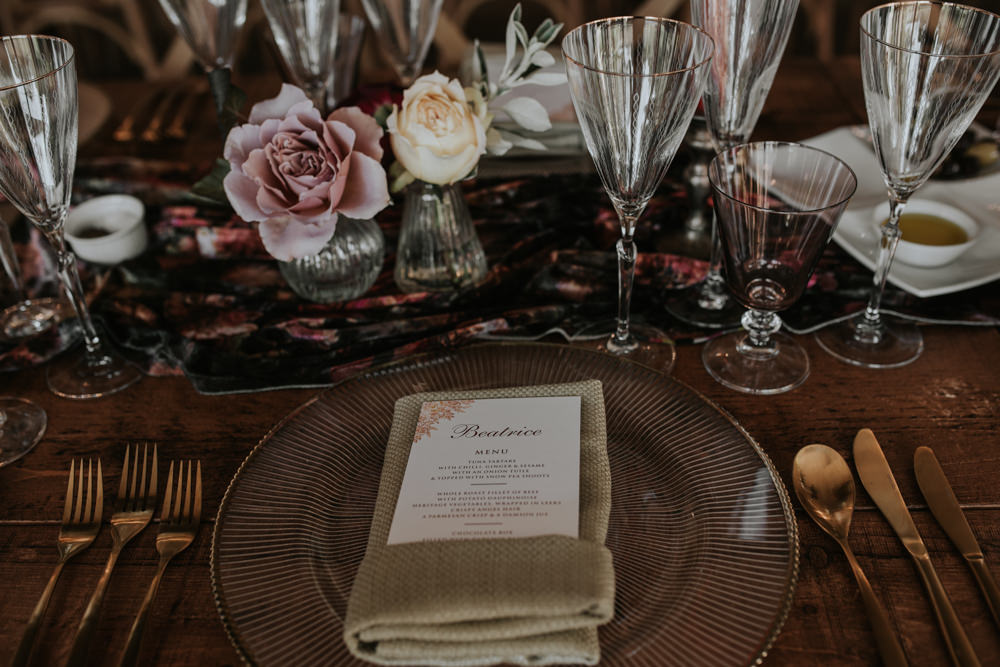 Place Setting Menu Pylewell Park Wedding Grace Pham Photography