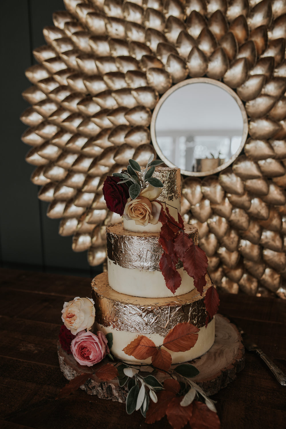 Gold Leaf Cake Flowers Pylewell Park Wedding Grace Pham Photography