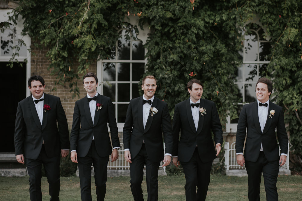 Groom Tux Tuxedo Suit Bow Tie Groomsmen Pylewell Park Wedding Grace Pham Photography