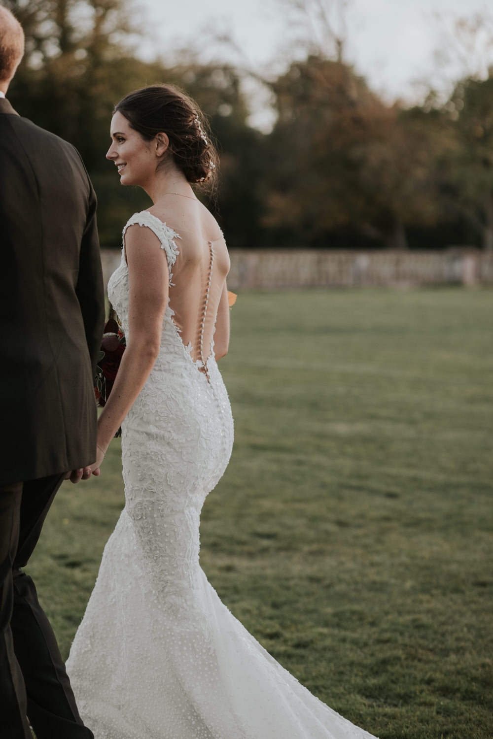 Dress Gown Bride Bridal Lace Train Pronovias Pylewell Park Wedding Grace Pham Photography
