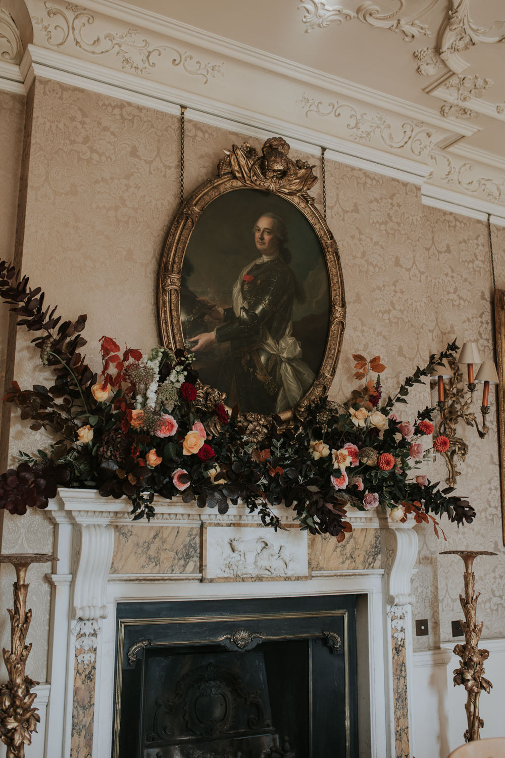 Mantle Piece Flower Arrangement Pylewell Park Wedding Grace Pham Photography