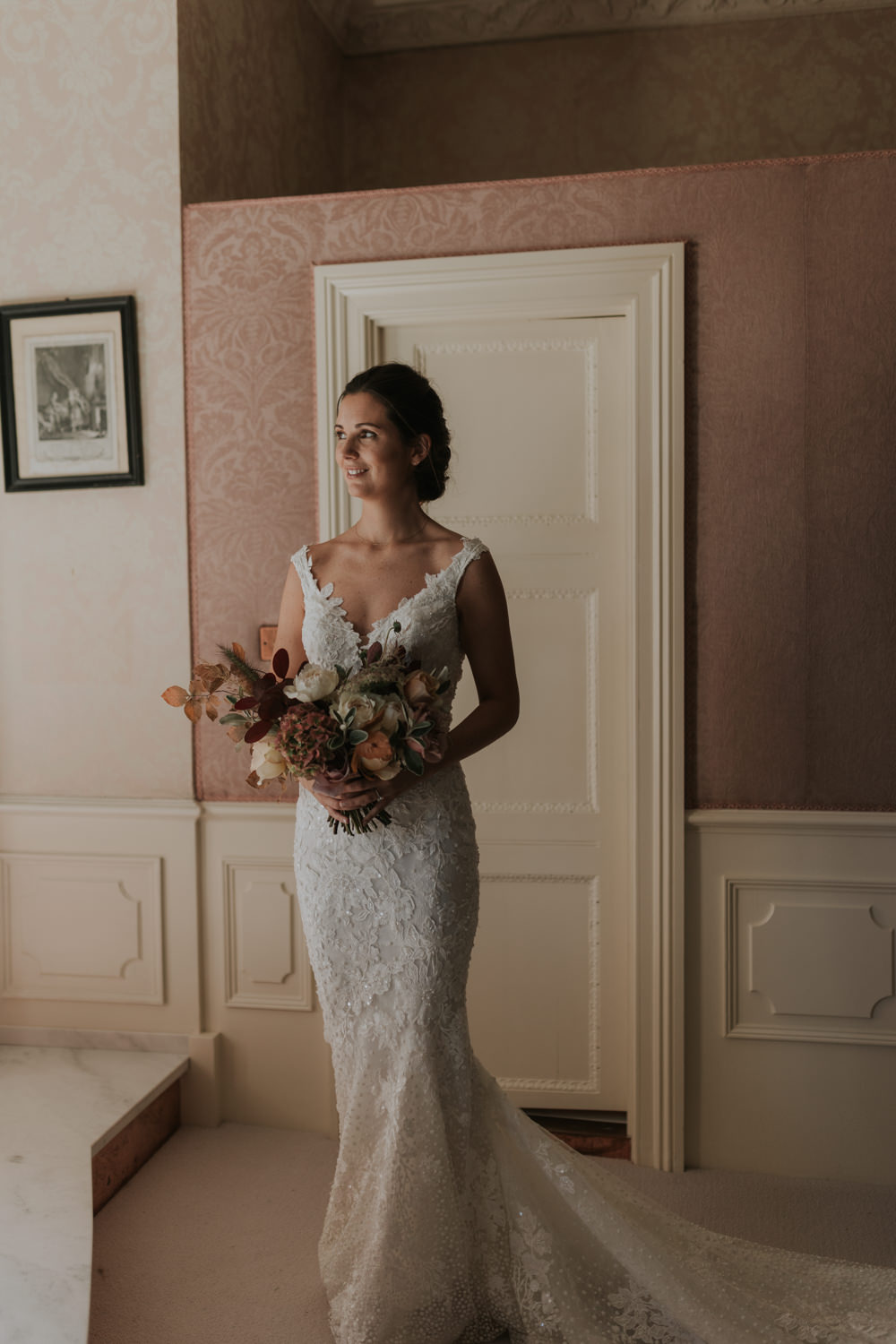 Dress Gown Bride Bridal Lace Train Pronovias Pylewell Park Wedding Grace Pham Photography