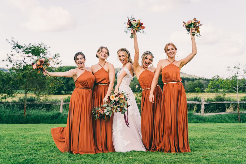 Rust Orange Terracotta Bridesmaids Dress Dresses Surrey Farm Wedding Rob Tarren Photography