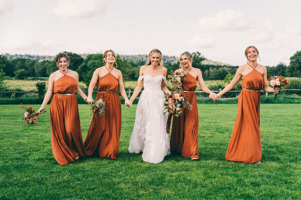 Rust Orange Terracotta Bridesmaids Dress Dresses Surrey Farm Wedding Rob Tarren Photography