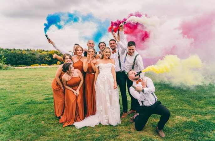 Smoke Bomb Photo Surrey Farm Wedding Rob Tarren Photography