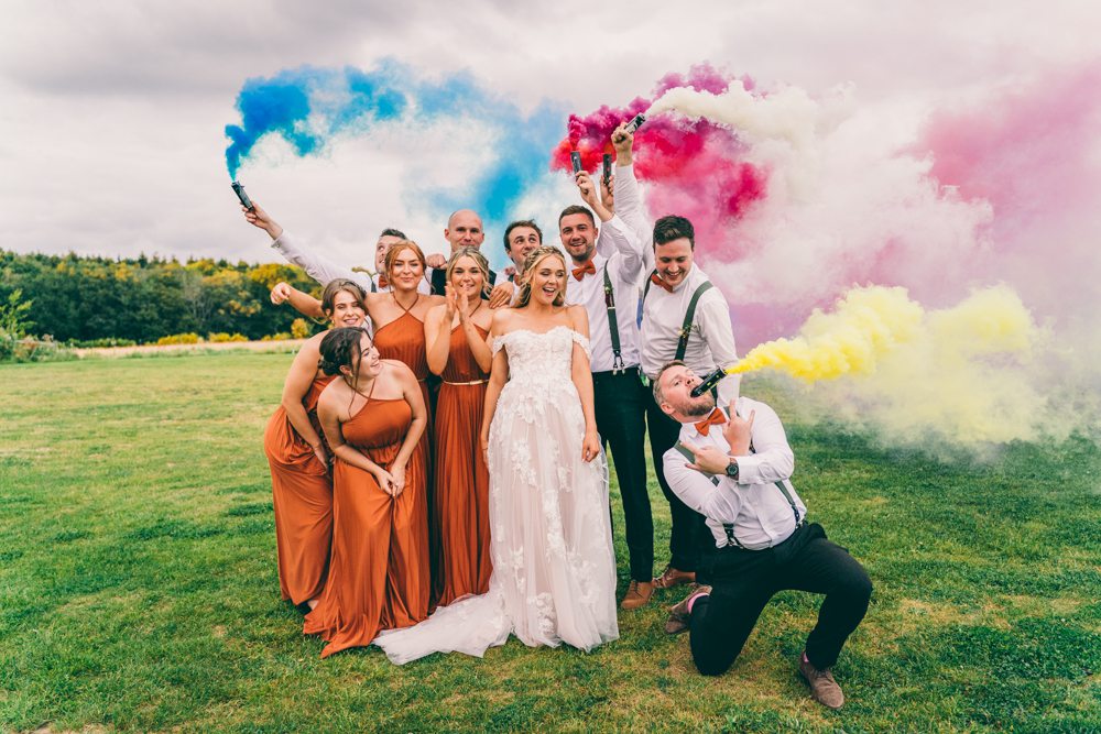 Smoke Bomb Photo Surrey Farm Wedding Rob Tarren Photography