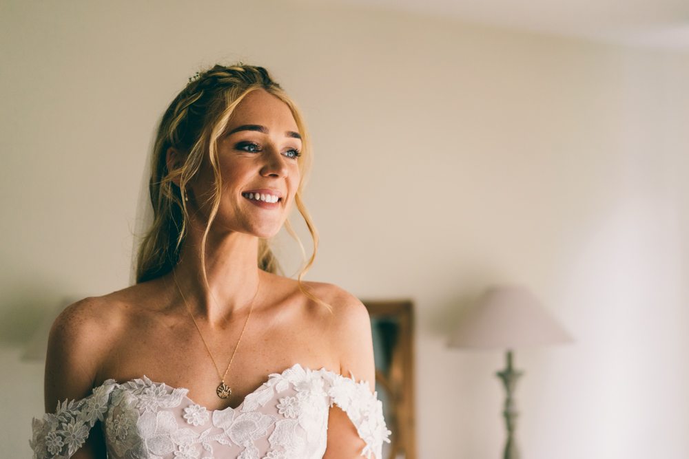 Bride Bridal Make Up Hairstyle Half Up Half Down Plait Braid Surrey Farm Wedding Rob Tarren Photography