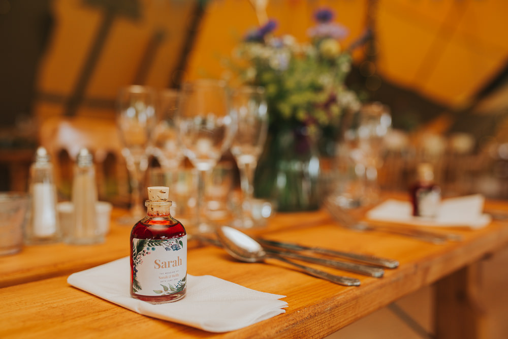 Bottle Drink Favours Sussex Tipi Wedding Charlotte Razzell Photography