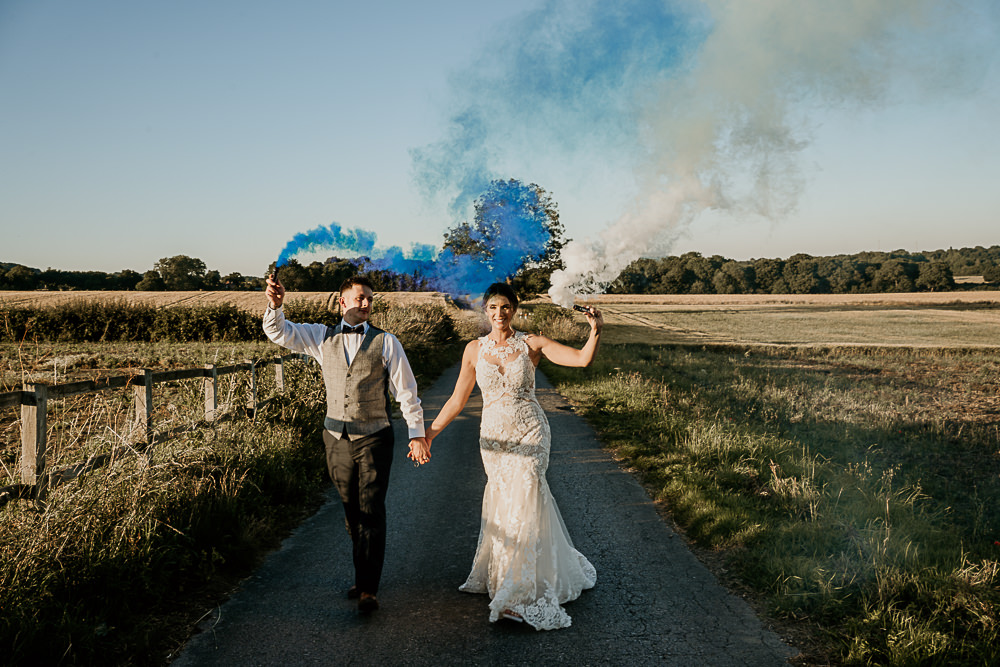Smoke Bomb Photo Swancar Farm Wedding MattMoore Photography