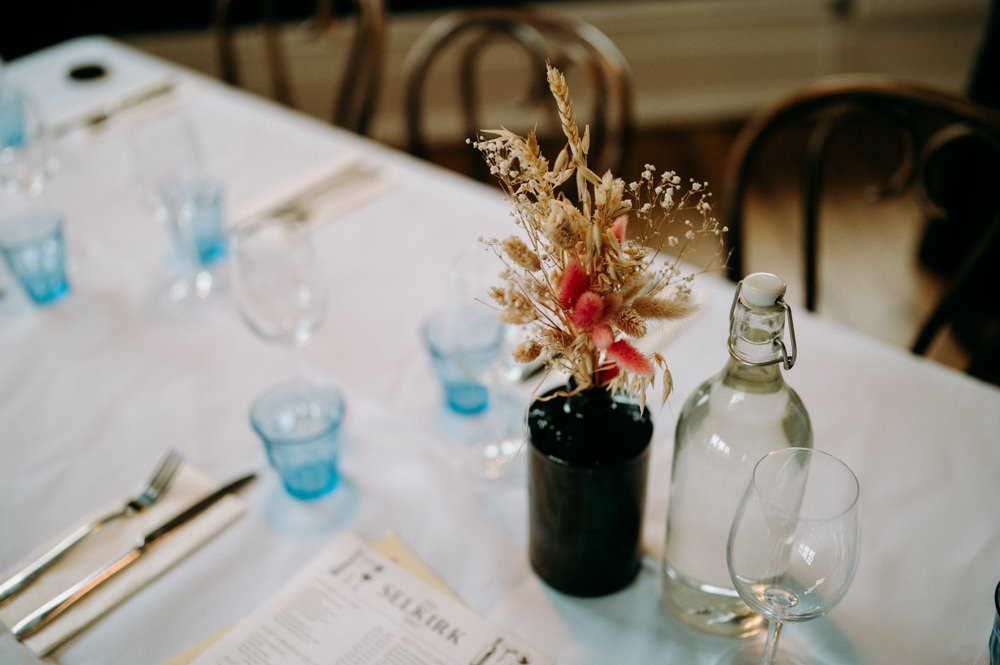 Bottle Dried Flowers Decor Wandsworth Town Hall Wedding Andrew Brannan Photography