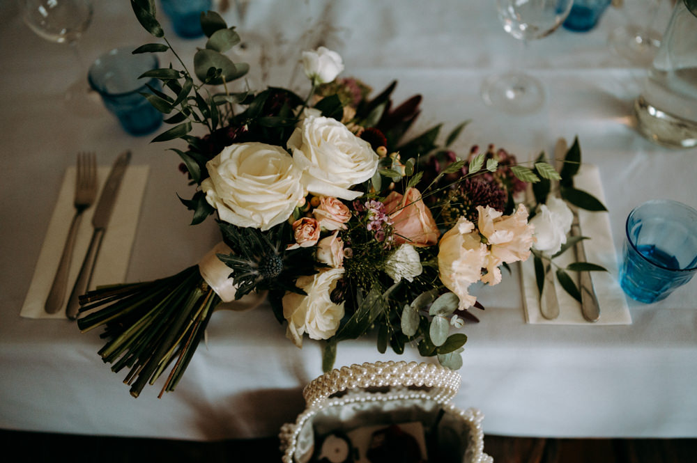 Bouquet Flowers Bride Bridal Rose Protea Red Pink Wandsworth Town Hall Wedding Andrew Brannan Photography