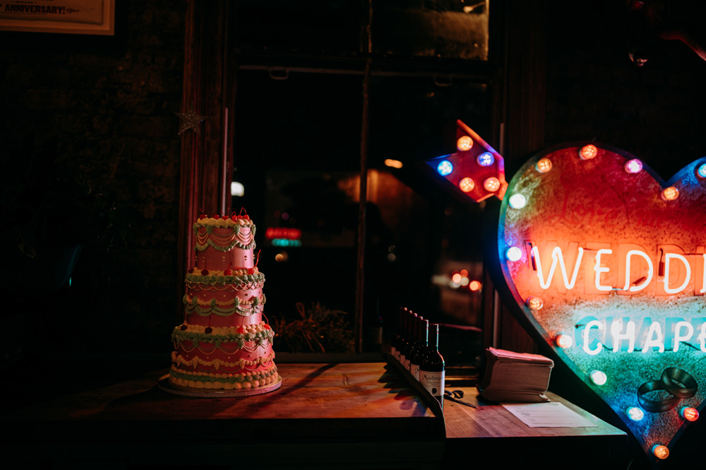 Retro Iced Cake Colourful Wandsworth Town Hall Wedding Andrew Brannan Photography