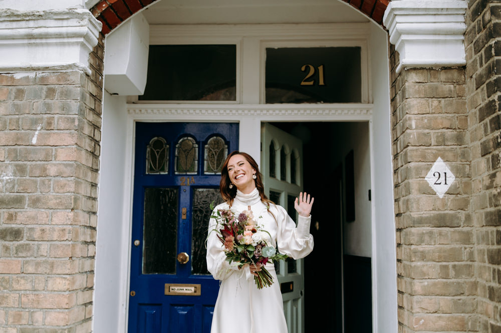 Dress Gown Bride Bridal High Neck Long Sleeves Wandsworth Town Hall Wedding Andrew Brannan Photography