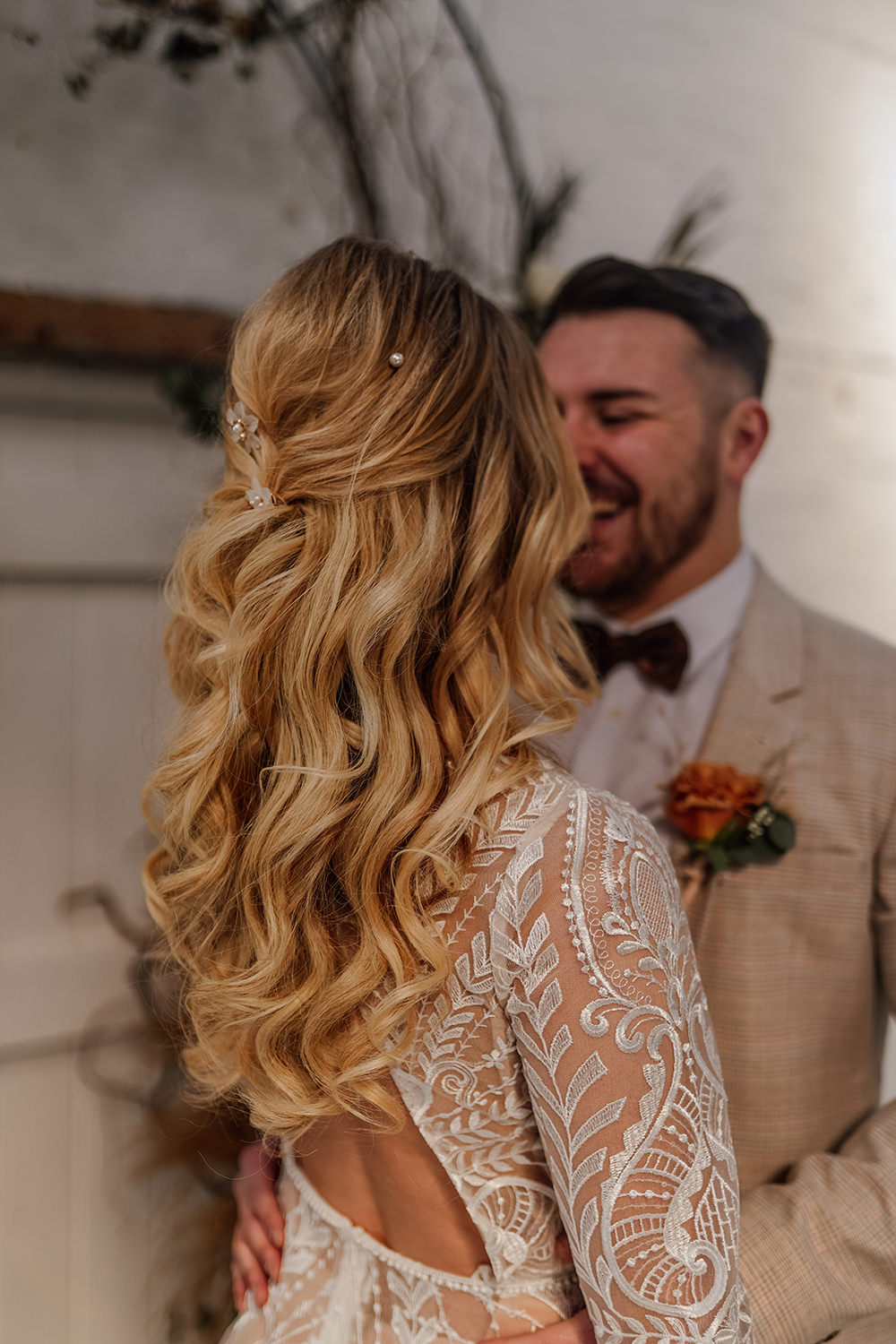 Bride Bridal Hair Half Up Down Waves White Syke Fields Wedding Sam Sparks Photo