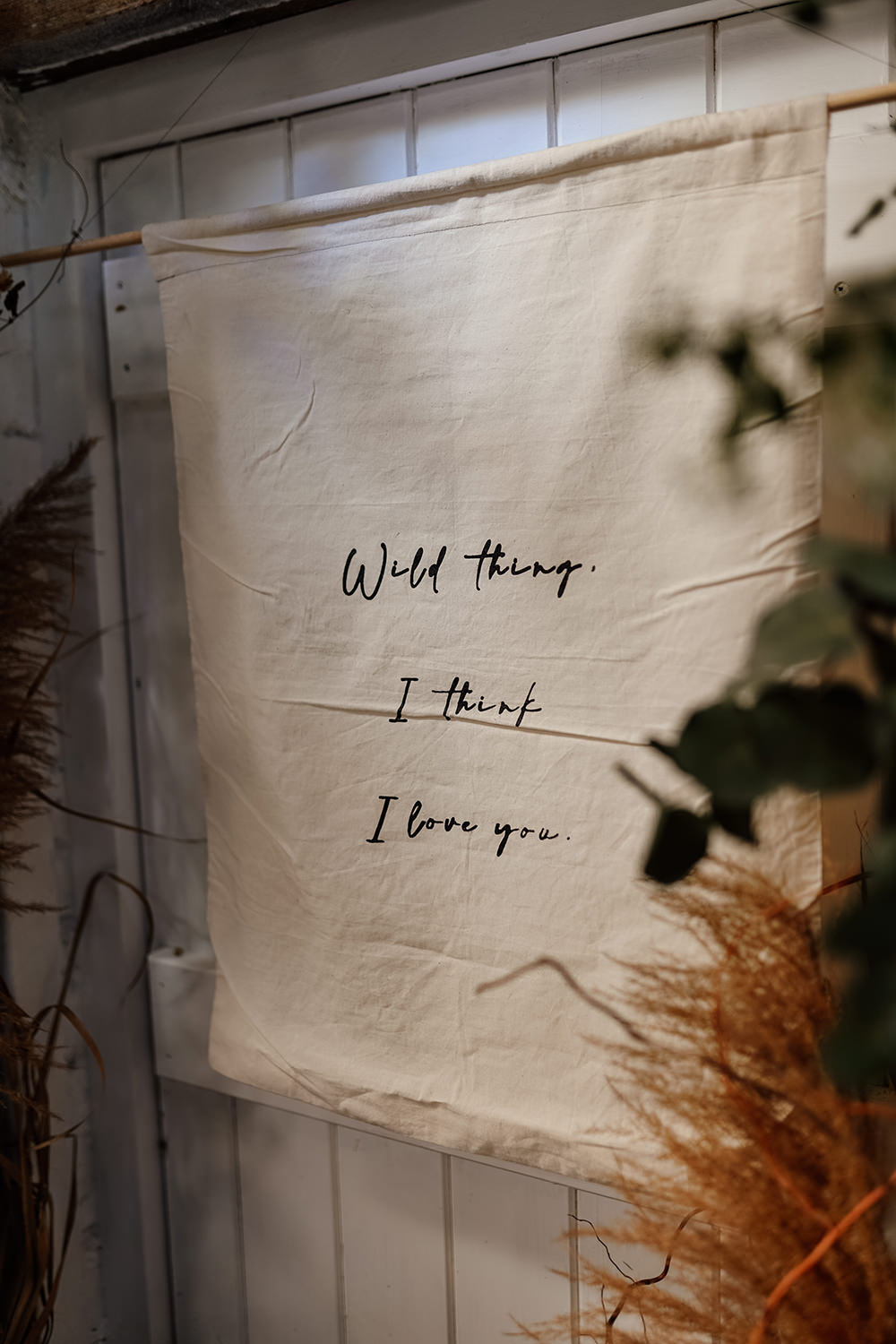 Fabric Banner Sign White Syke Fields Wedding Sam Sparks Photo