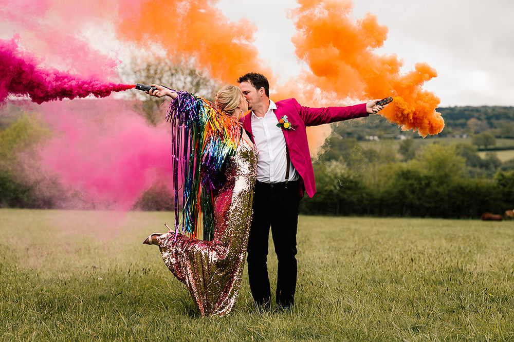 Pink Orange Smoke Bomb Photo Yoghurt Rooms Wedding Teddy Pig Photography