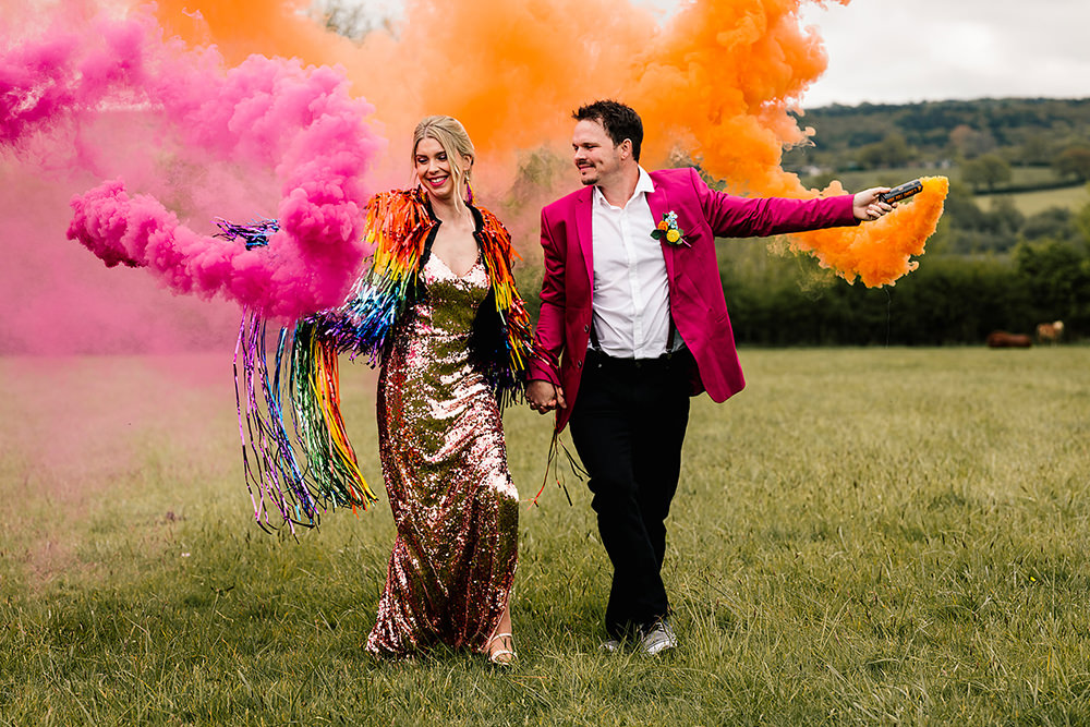 Pink Orange Smoke Bomb Photo Yoghurt Rooms Wedding Teddy Pig Photography