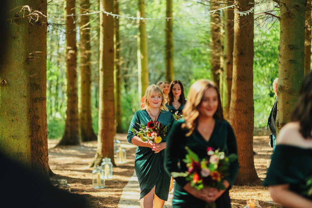 Green Bridesmaids Dress Dresses Short Yorkshire Woodland Wedding James and Lianne