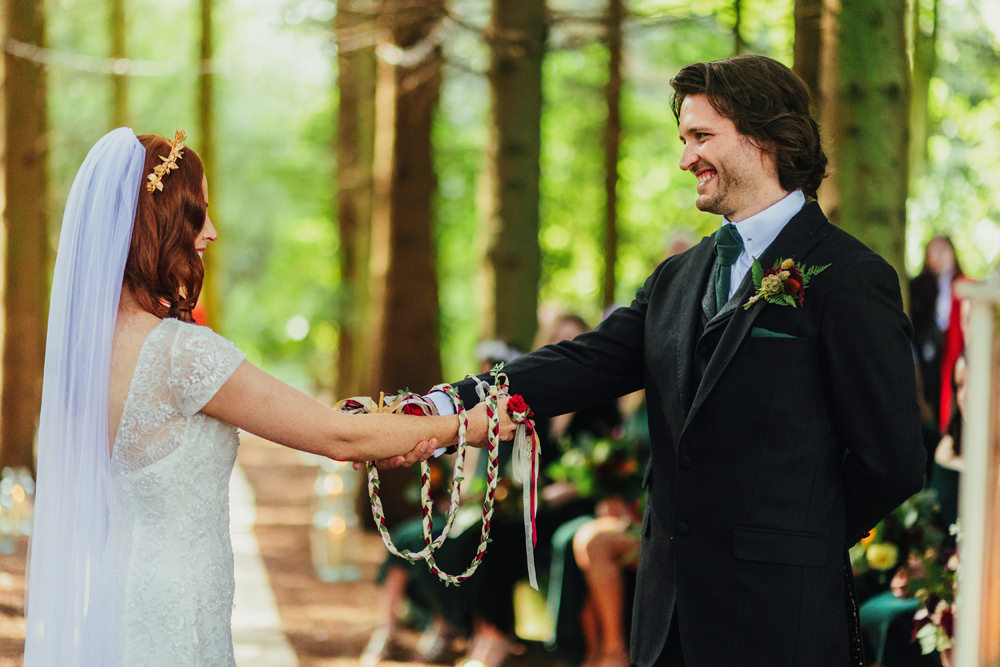 Handfasting Ceremony Yorkshire Woodland Wedding James and Lianne