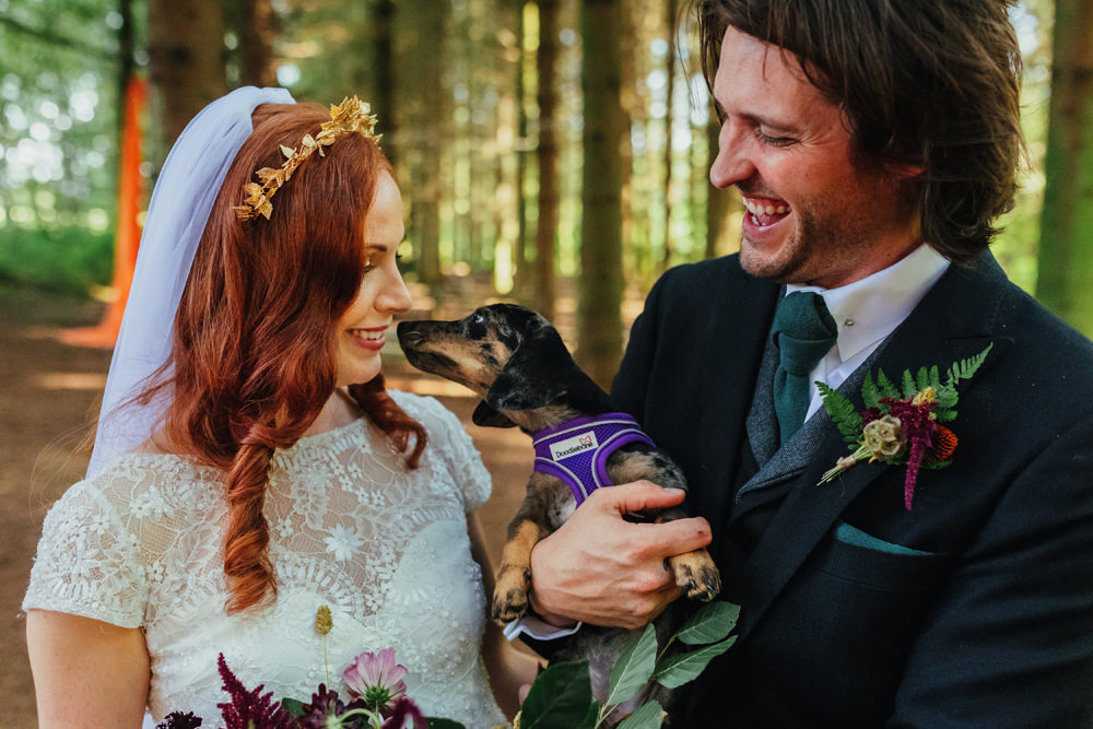 Pet Dog Yorkshire Woodland Wedding James and Lianne