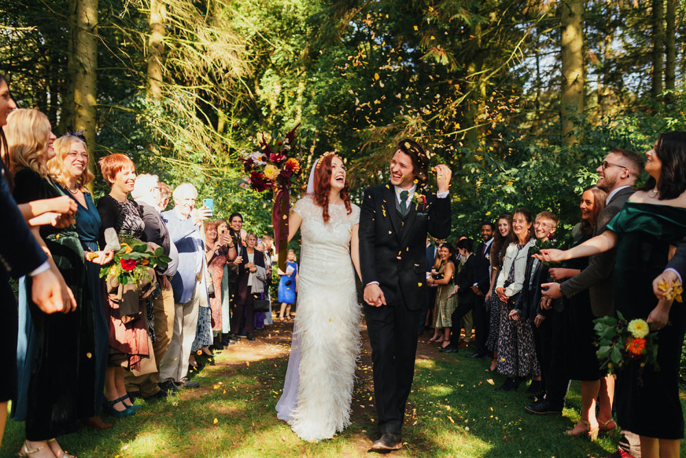 Confetti Throw Yorkshire Woodland Wedding James and Lianne