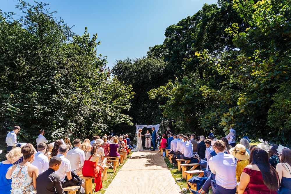 Outdoor Ceremony Fabric Arch Flowers Backdrop Bedfordshire Country House Wedding Two D Photography