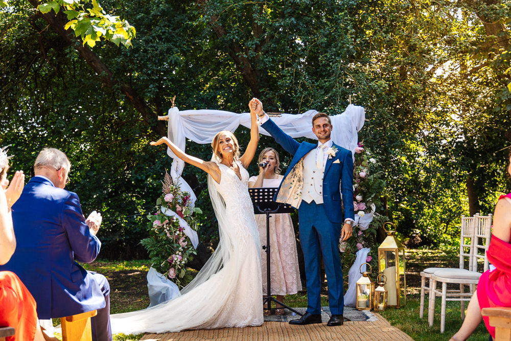 Outdoor Ceremony Fabric Arch Flowers Backdrop Bedfordshire Country House Wedding Two D Photography