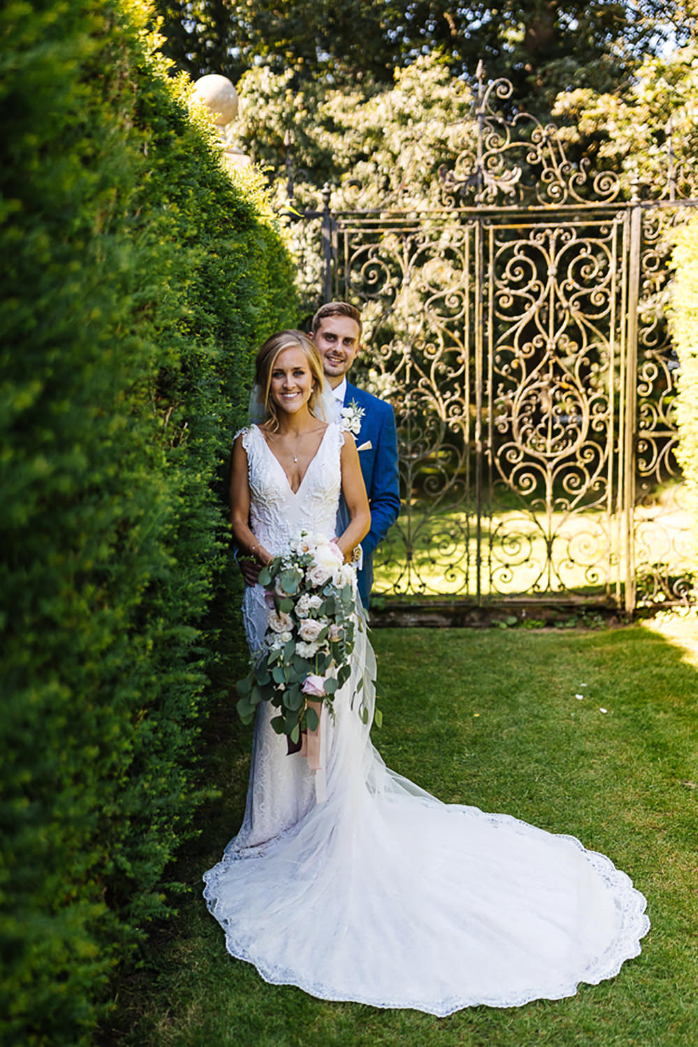 Dress Gown Bride Bridal Mermaid Train Bedfordshire Country House Wedding Two D Photography