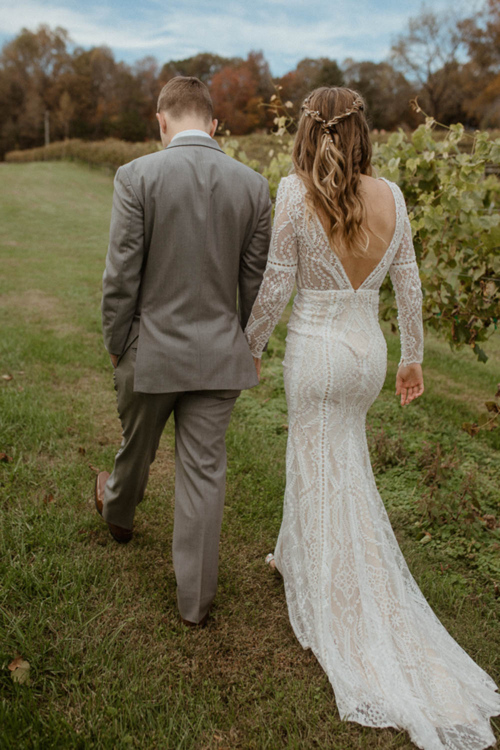 Dress Gown Bride Bridal Lace Long Sleeve CeNita Vineyards Wedding Kate Hensley Phillips Photography