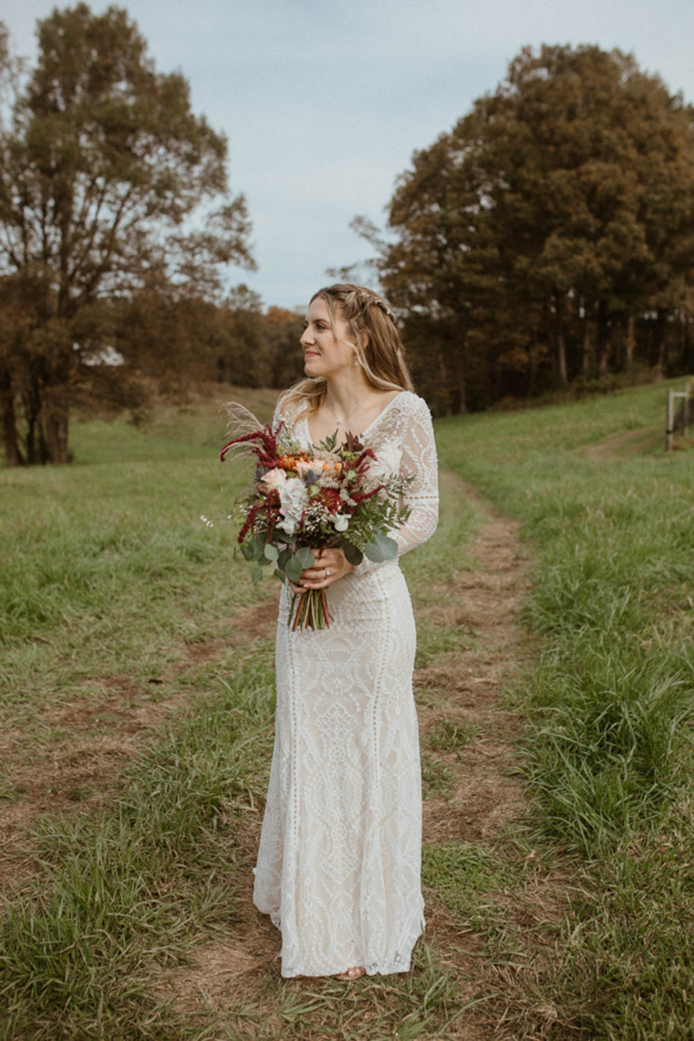 Dress Gown Bride Bridal Lace Long Sleeve CeNita Vineyards Wedding Kate Hensley Phillips Photography