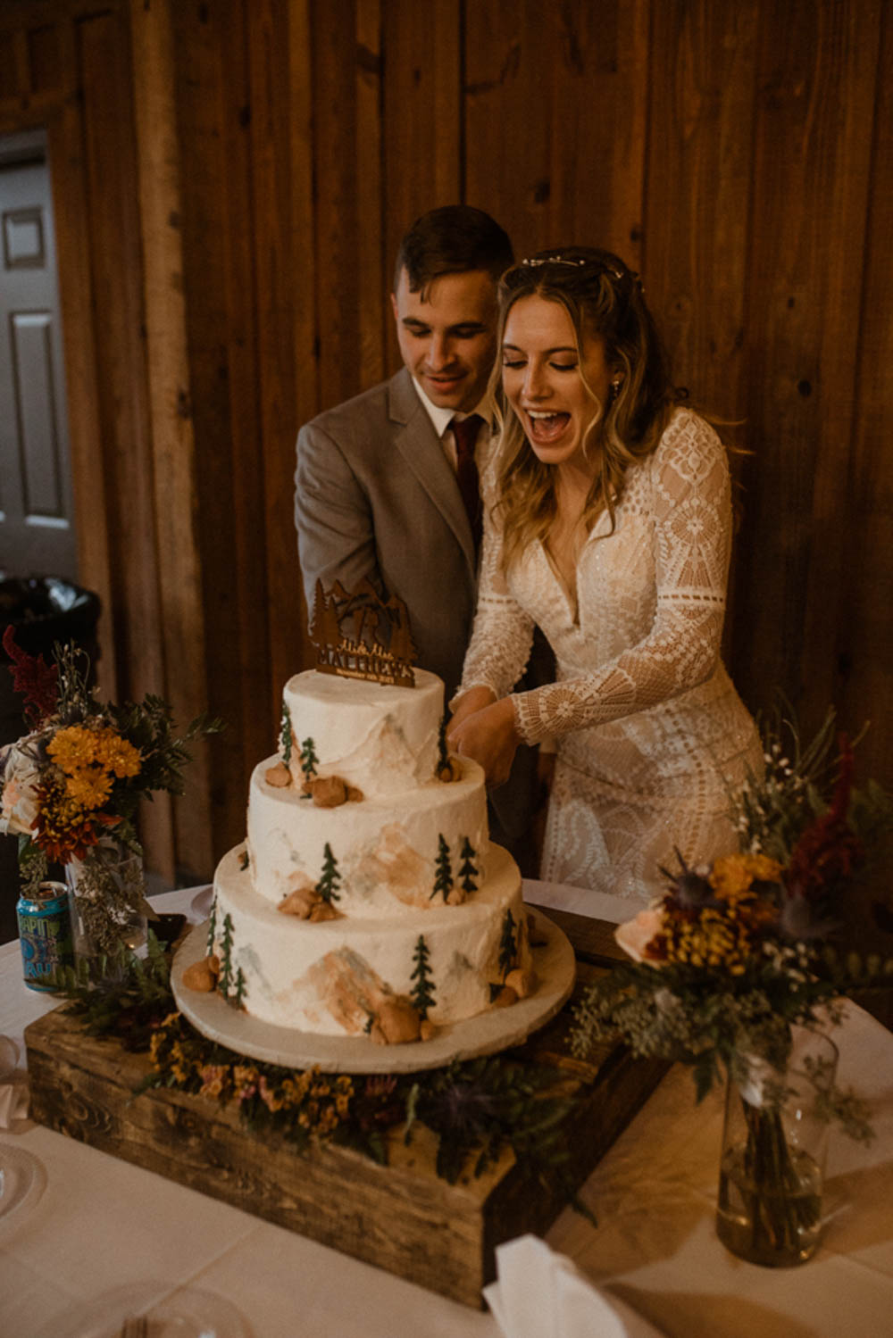 Woodland Mountain Cake Trees Rustic CeNita Vineyards Wedding Kate Hensley Phillips Photography