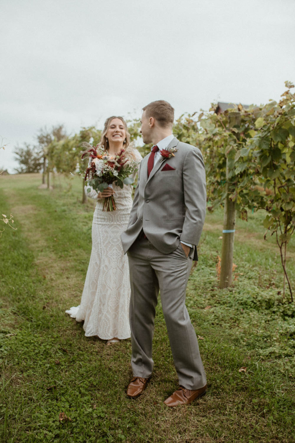 First Look CeNita Vineyards Wedding Kate Hensley Phillips Photography