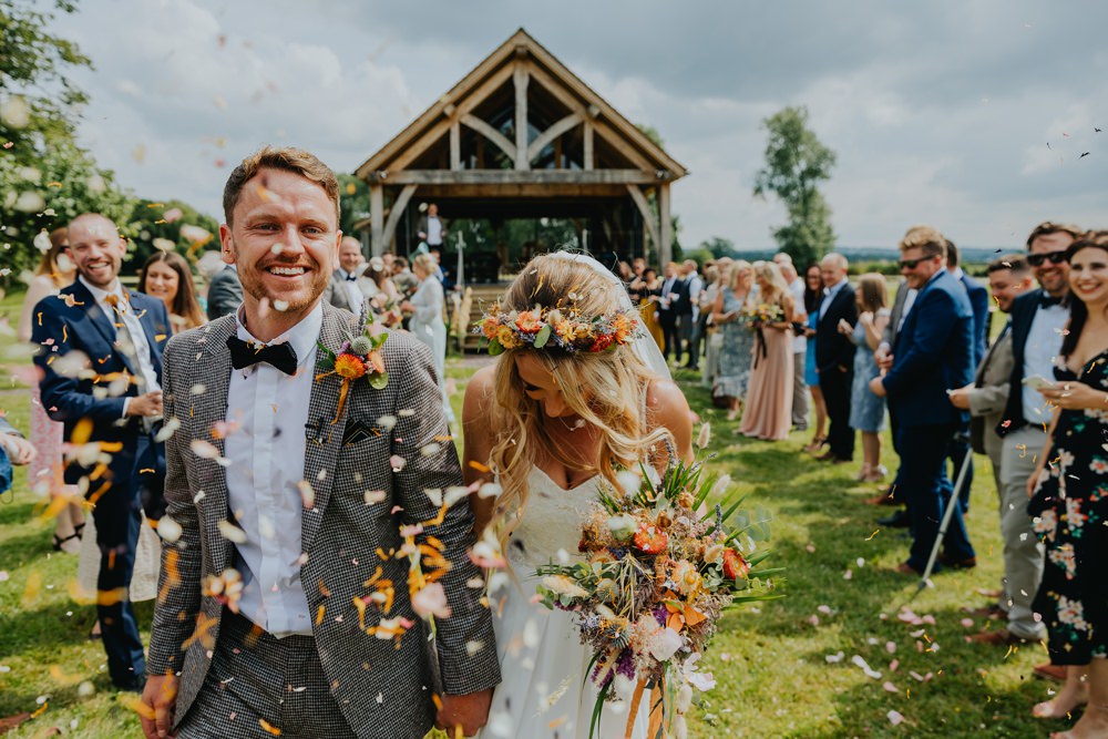 Confetti Throw Cheswell Grange Wedding James Merrick Photography