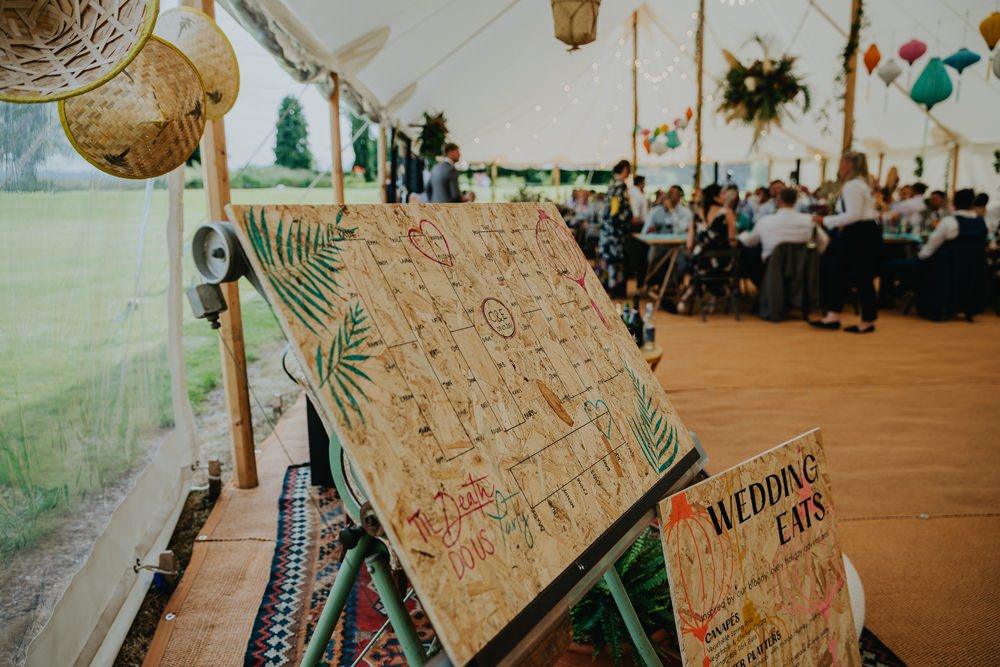 Wooden Wood Table Plan Seating Chart Modern Cheswell Grange Wedding James Merrick Photography