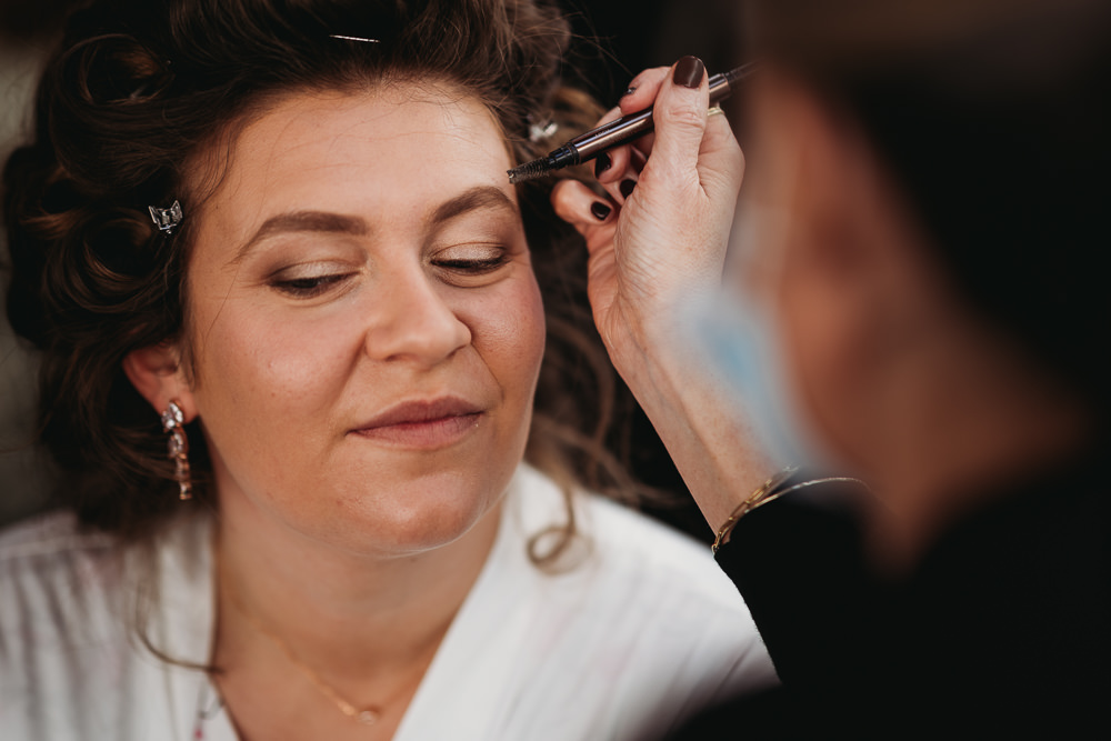 Bride Bridal Make UP Clophill Eco Lodges Wedding ThymeLane Photography