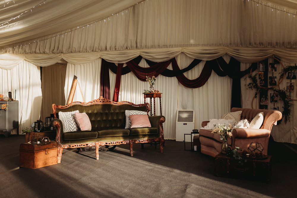 Seating Area Clophill Eco Lodges Wedding ThymeLane Photography
