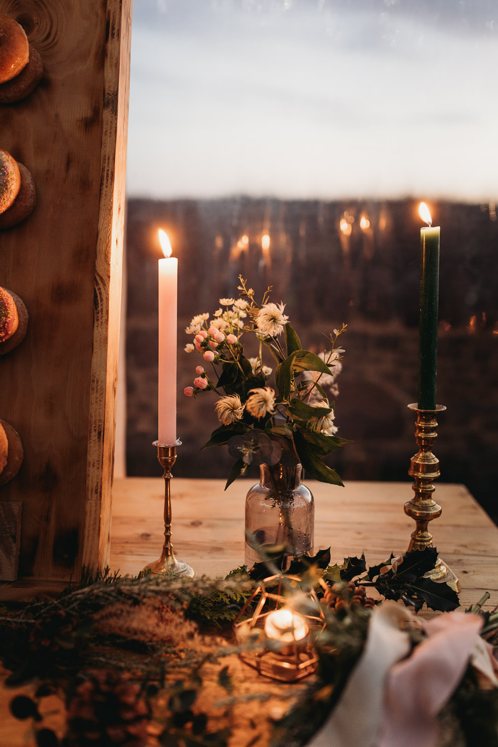 Candles Flowers Decor Clophill Eco Lodges Wedding ThymeLane Photography