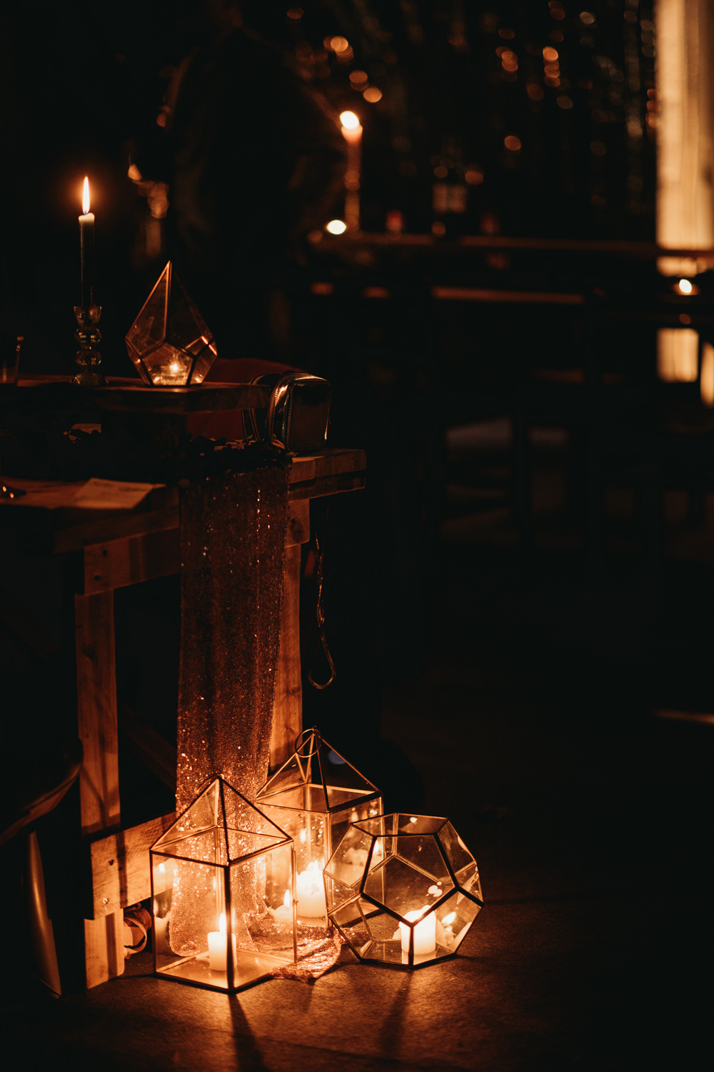 Lanterns Candles Decor Lighting Clophill Eco Lodges Wedding ThymeLane Photography