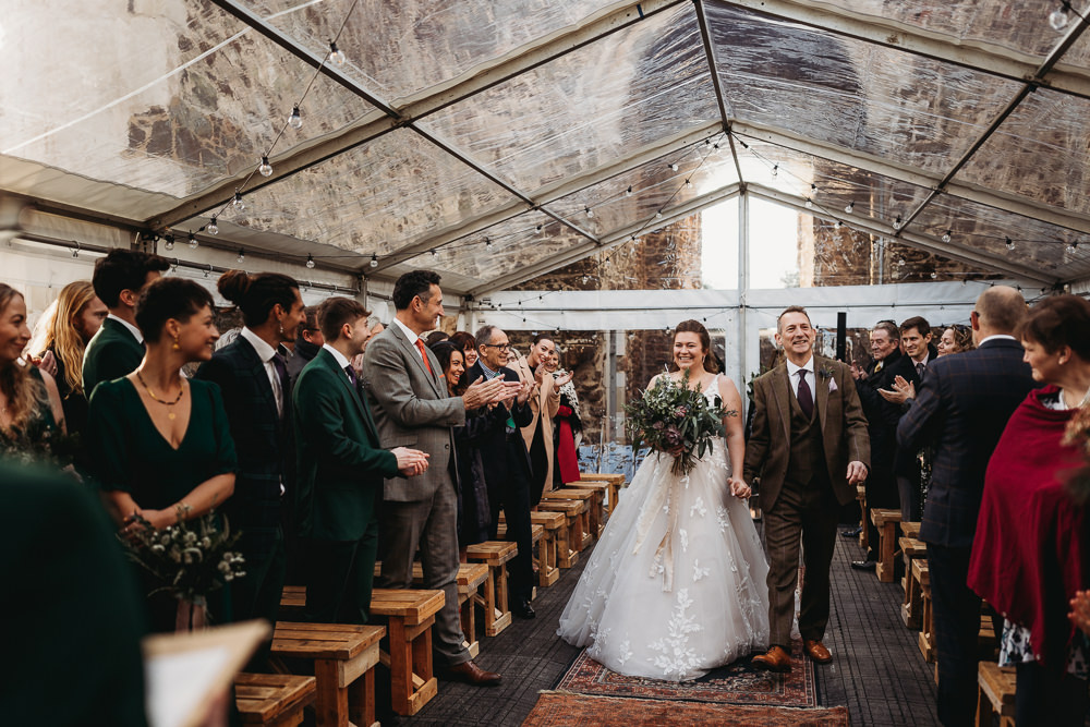Clear Marquee Ceremony Clophill Eco Lodges Wedding ThymeLane Photography