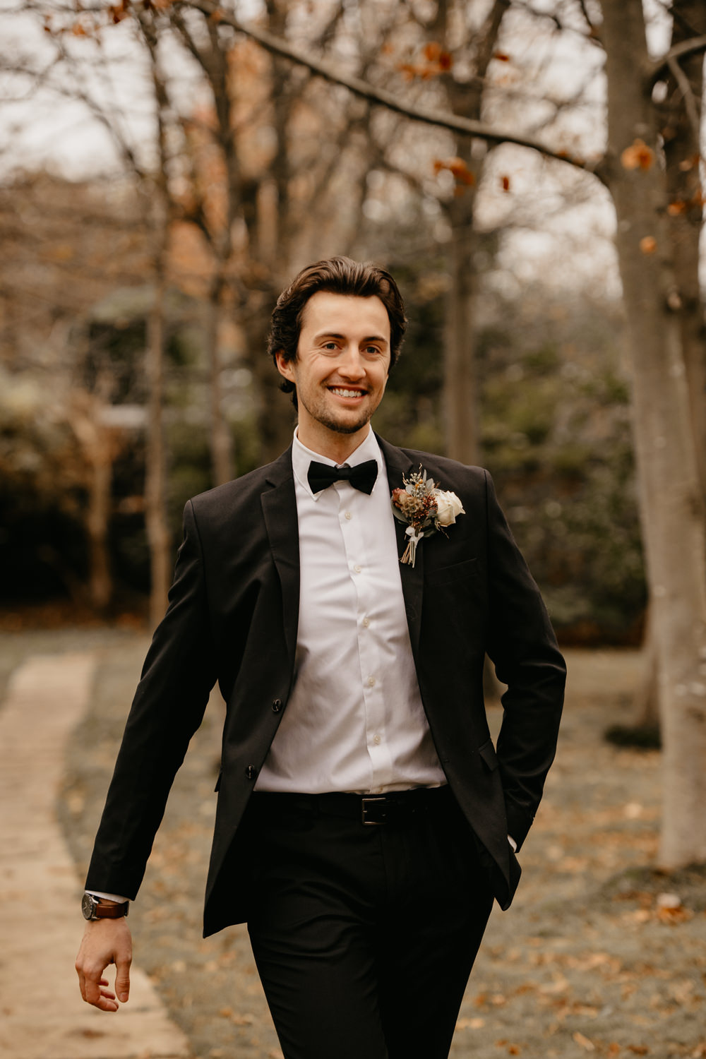 Groom Tuxedo Suit Bow Tie December Wedding Ideas Megan Donati Photography