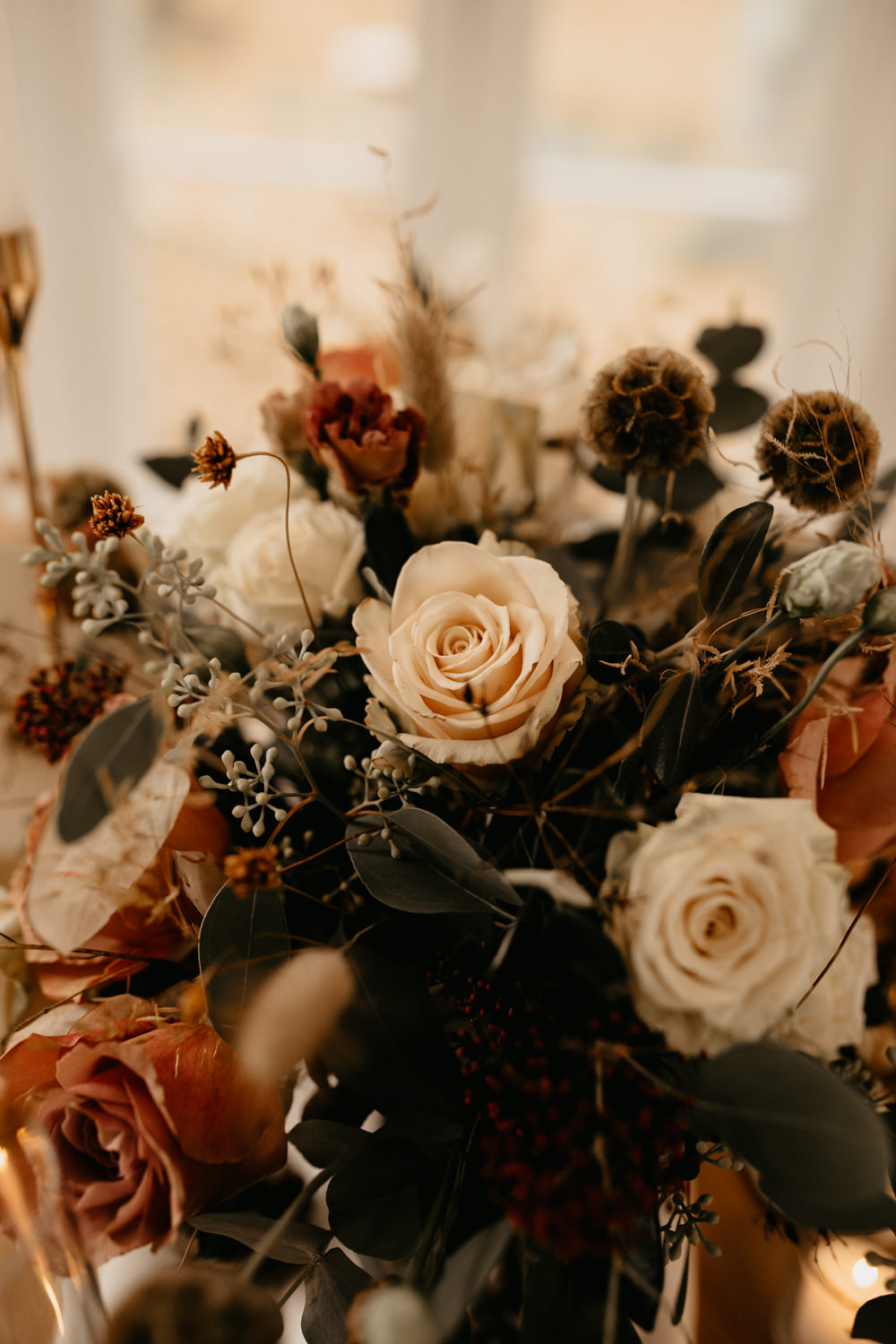 Centrepiece Flowers Decor White Rose December Wedding Ideas Megan Donati Photography