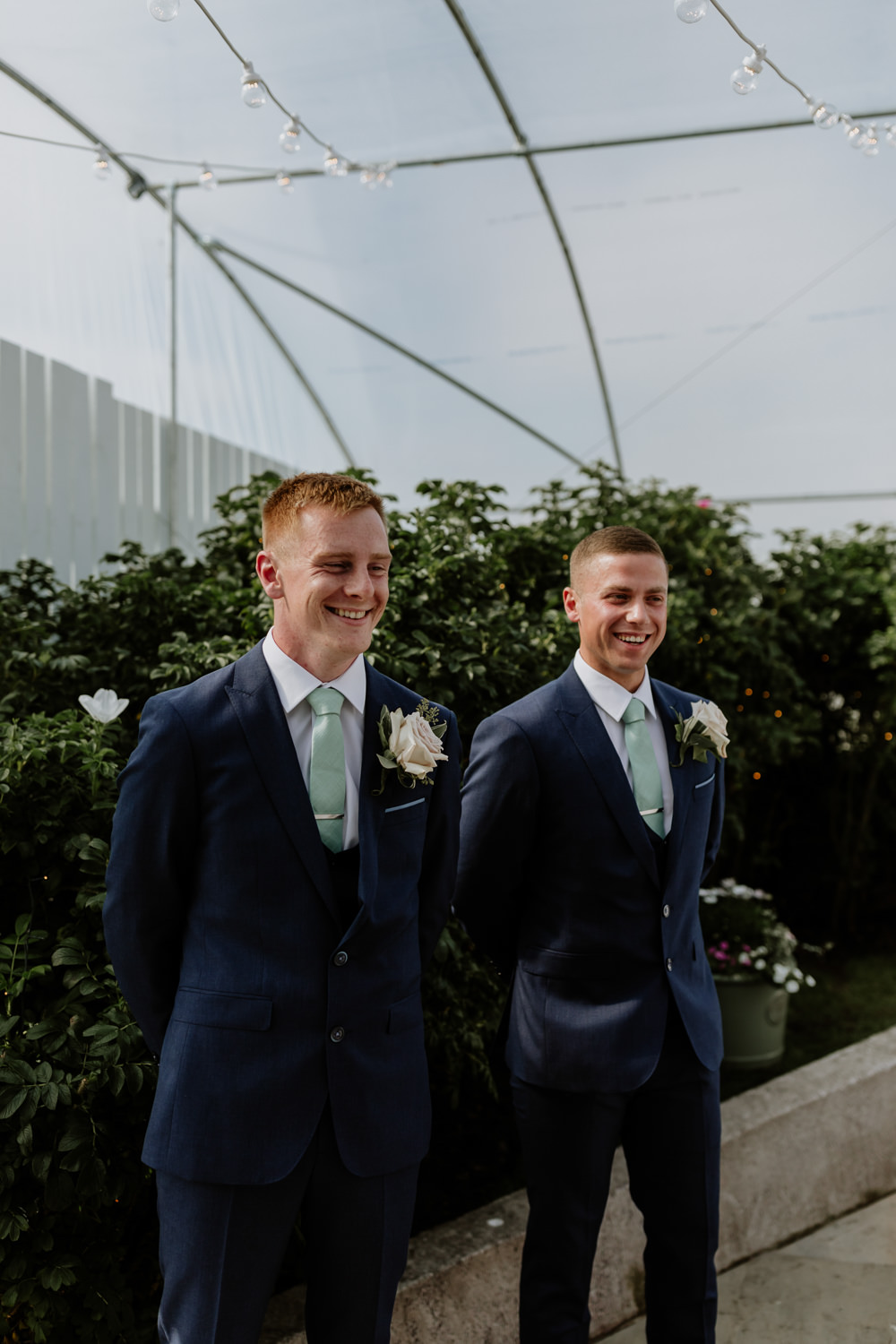 Groom Blue Suit Sage Green Tie Family Home Wedding What Susan Sees Photography