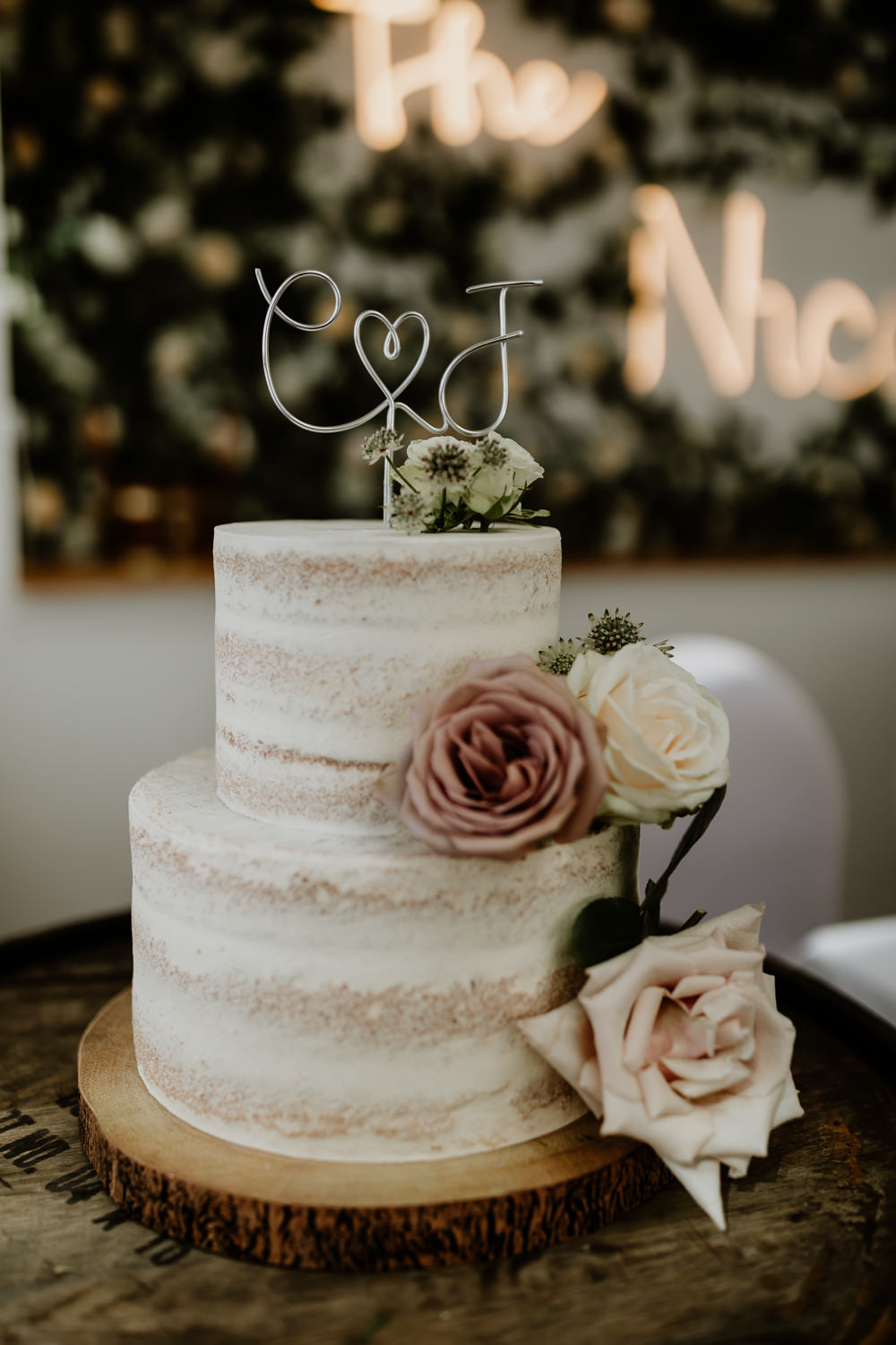 Semi Naked Cake Flowers Wire Topper Family Home Wedding What Susan Sees Photography