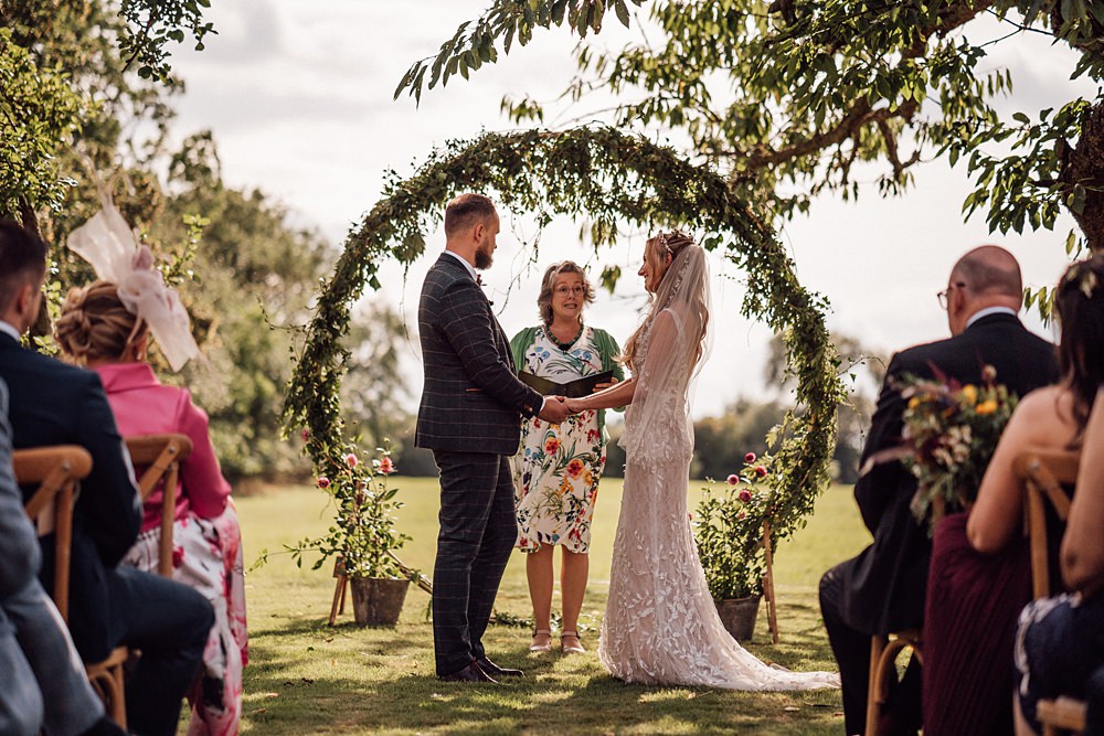 Moongate Greenery Arch Backdrop Ceremony Granary on the Common Wedding Bloom Weddings