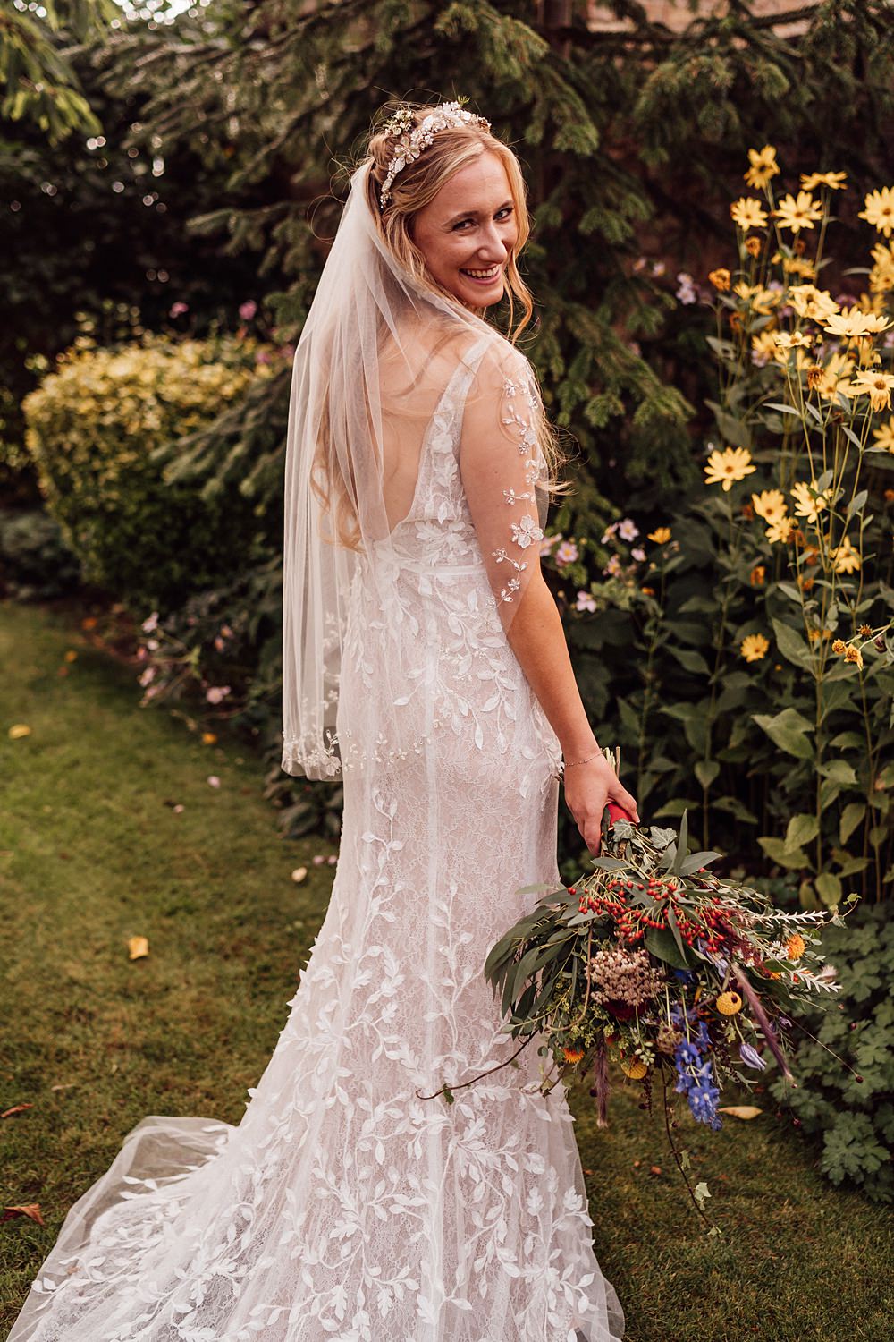Bride Bridal Dress Gown Straps Lace Veil Granary on the Common Wedding Bloom Weddings