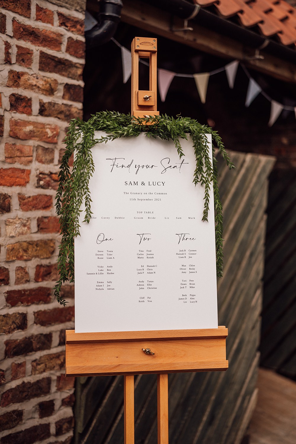 Table Plan Seating Chart Greenery Granary on the Common Wedding Bloom Weddings