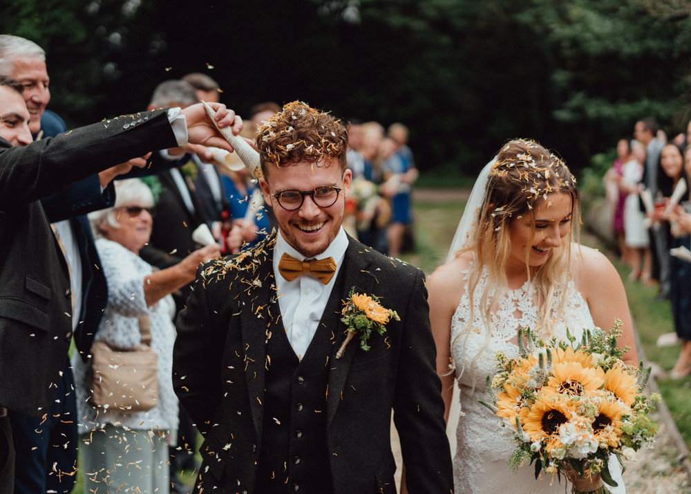 Confetti Throw Hampshire Woodland Wedding Emily & Steve