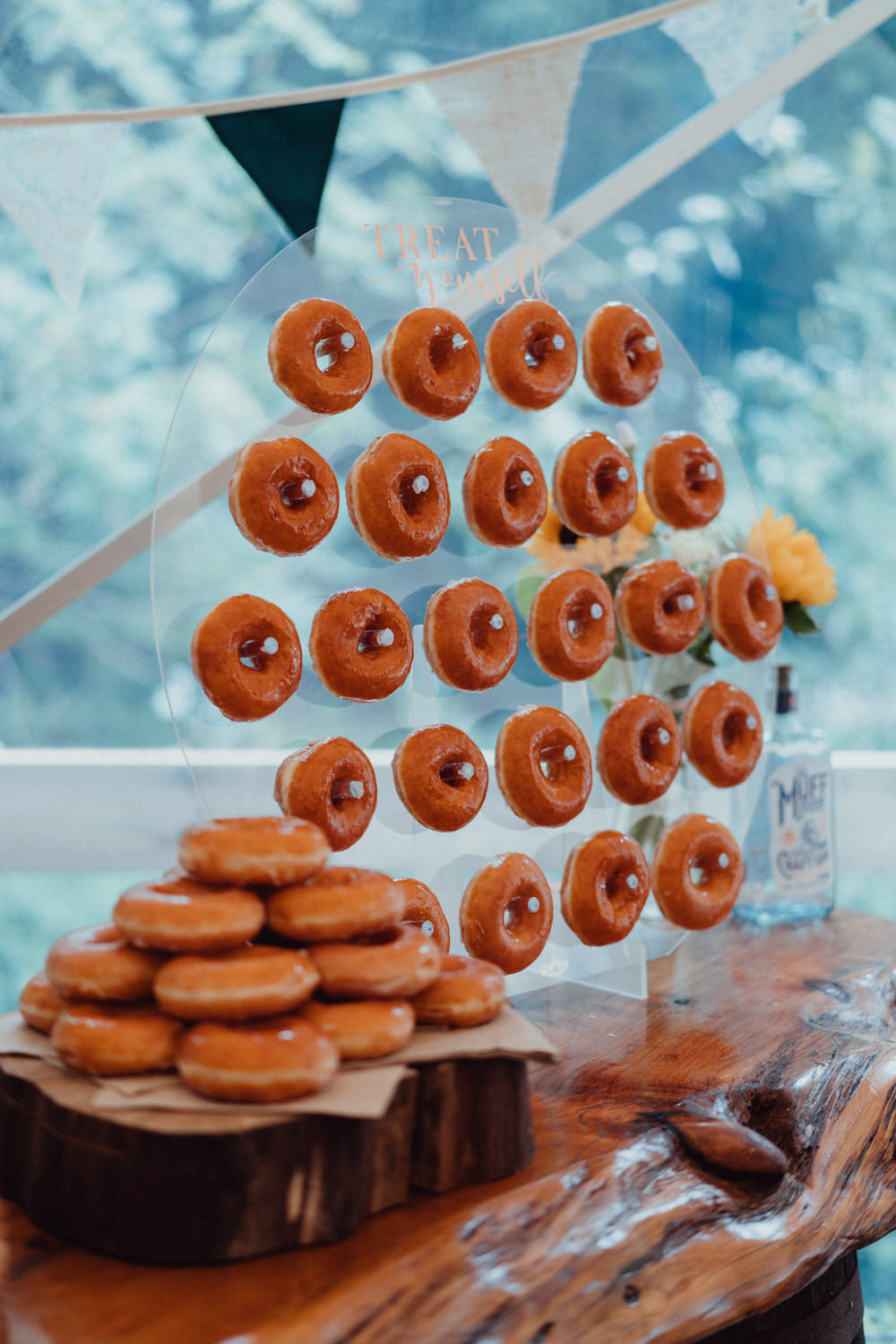 Donut Wall Clear Acrylic Hampshire Woodland Wedding Emily & Steve